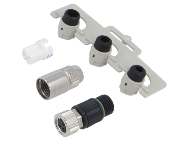 Connector: M8; vrouwelijk; PIN: 3; recht; voor draad; stekker Connector: M8; vrouwelijk; PIN: 3; recht; voor draad; stekker